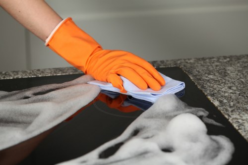 Carpet steam cleaning process in a residential room