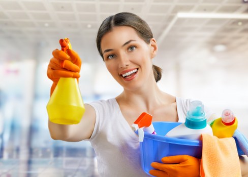 Professional carpet cleaning equipment in use